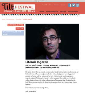 Tilt Festival Literair logeren 1 april 2017